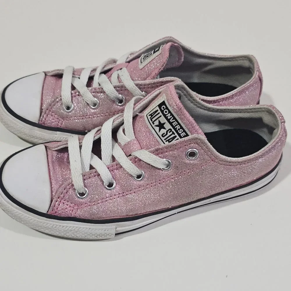 Converse Pink Glitter Girl Size 2.5 Low All Star Sneakers